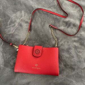 Henri Bendel Red Crossbody Bag with Gold Chain